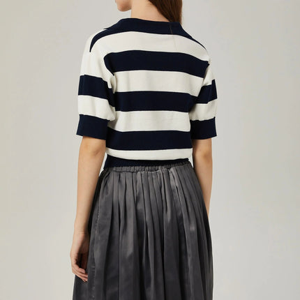Aubrey Grey Color-Blocked Pleated Skirt