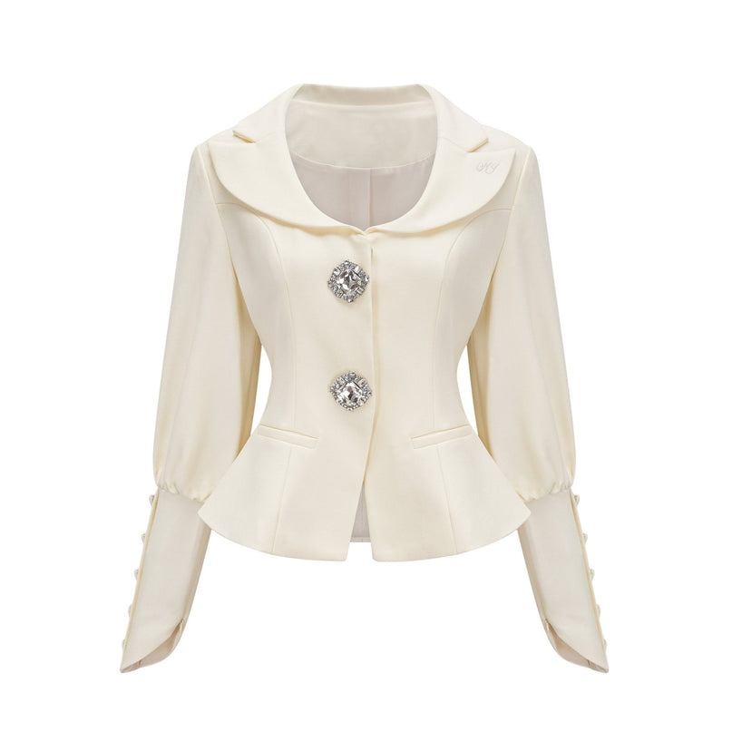 Audrey White Jacket and Shorts Matching Set in 100 Percent Terylene Fabric