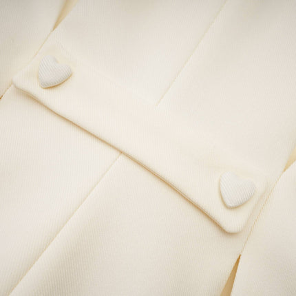 Audrey White Jacket and Shorts Matching Set in Terylene Fabric