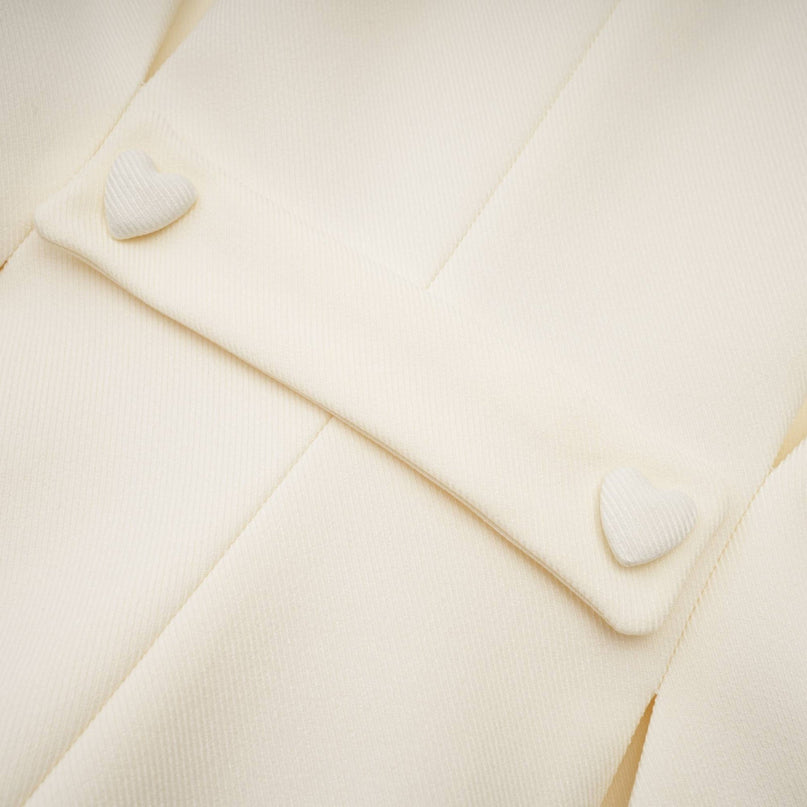 Audrey White Jacket and Shorts Matching Set in Terylene Fabric