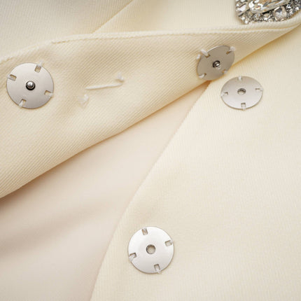 Audrey White Jacket and Shorts Matching Set in Terylene Fabric