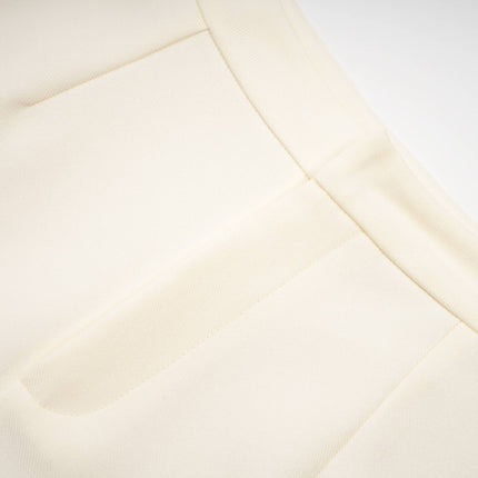 Audrey White Jacket and Shorts Matching Set in 100% Terylene with Crystal-Embellished Buttons and Flared Hem