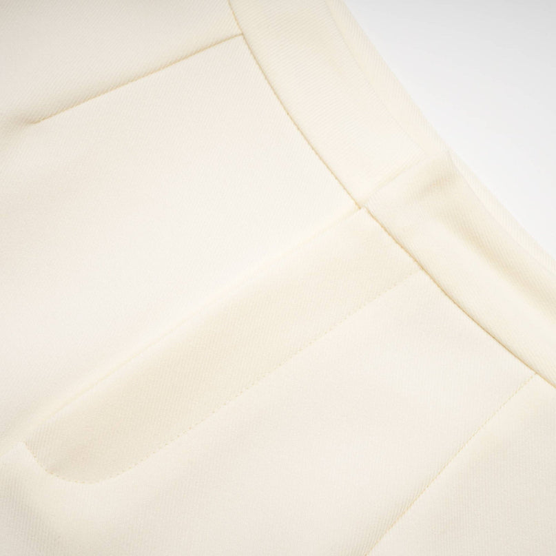 Audrey White Jacket and Shorts Matching Set in 100% Terylene with Crystal-Embellished Buttons and Flared Hem