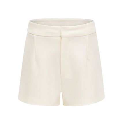 Audrey White Jacket and Shorts Matching Set 100% Terylene Crystal-Embellished Buttons Flared Hem