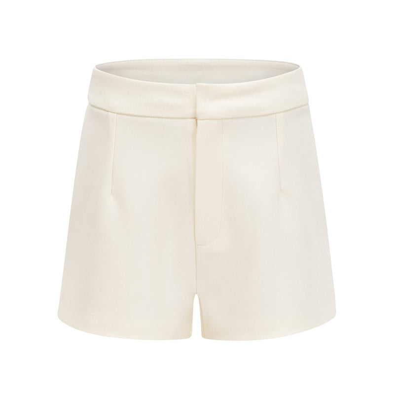 Audrey White Jacket and Shorts Matching Set 100% Terylene Crystal-Embellished Buttons Flared Hem