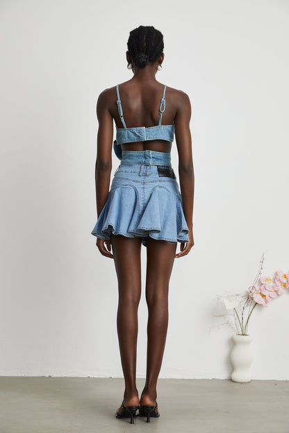 Aurélie bowdetail denim top