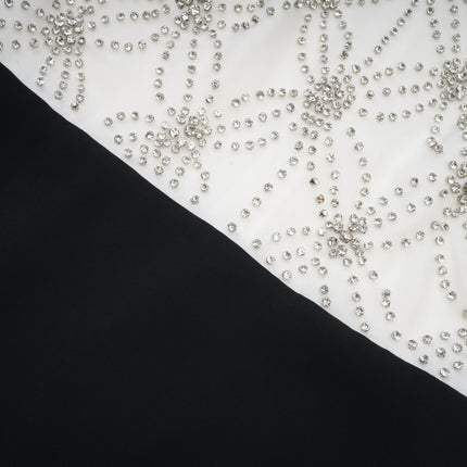 Aurora White & Black Embellished Cut-out Halterneck Mini Dress