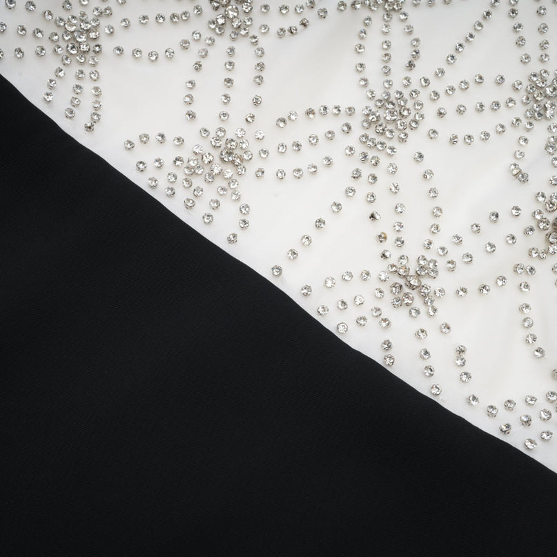 Aurora White & Black Embellished Cut-out Halterneck Mini Dress