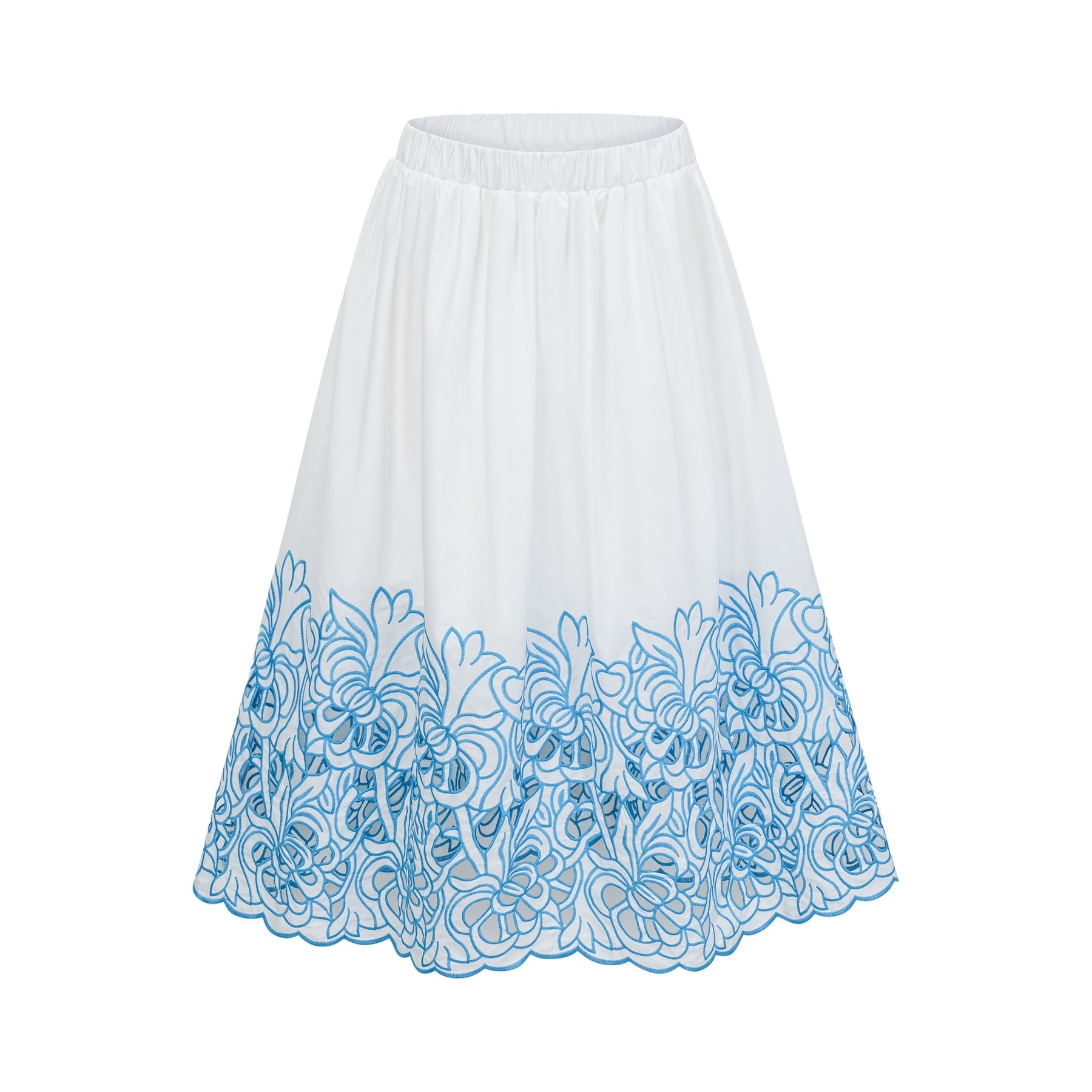 Aurore blue cutout embroidered top  skirt matching set