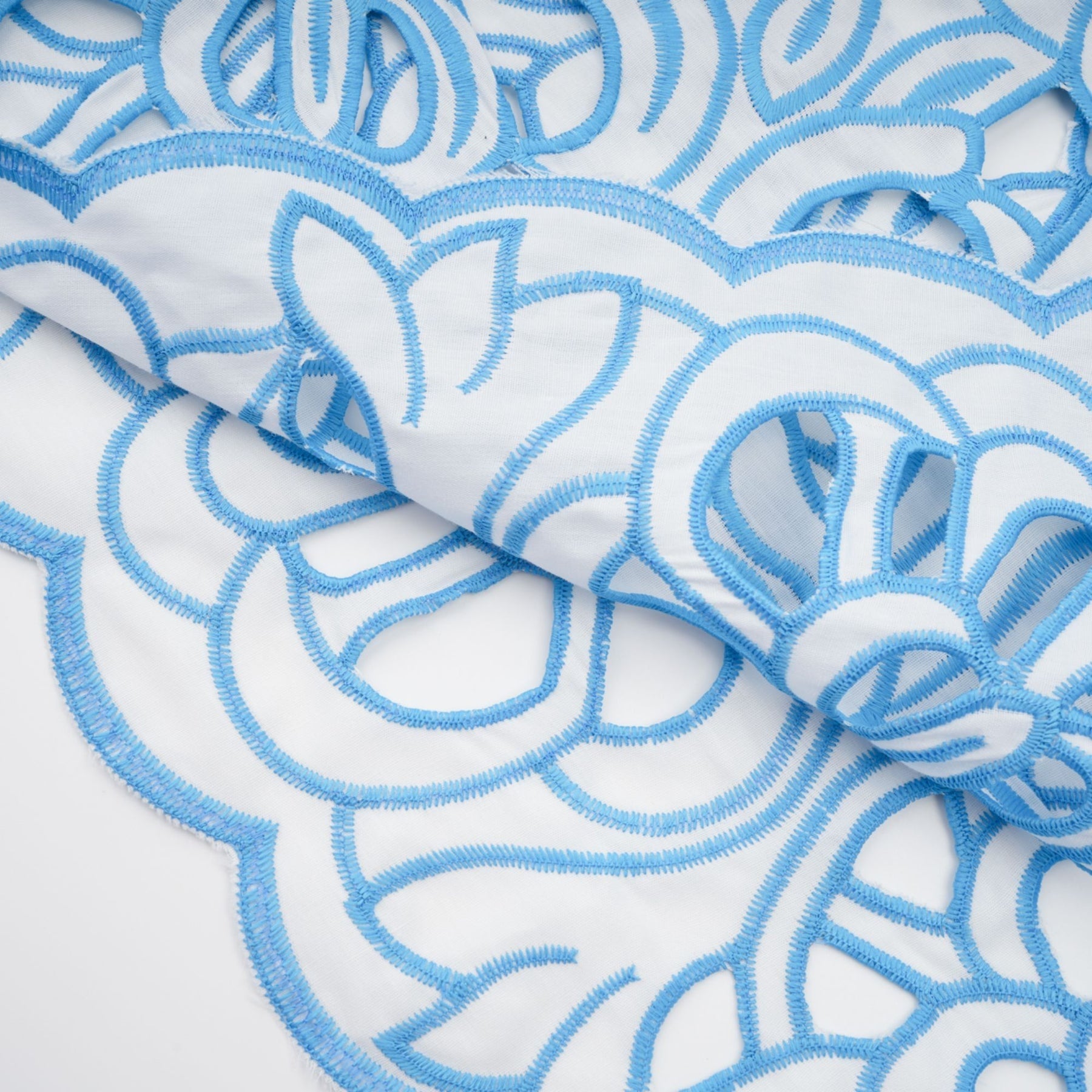 Aurore blue cutout embroidered top  skirt matching set