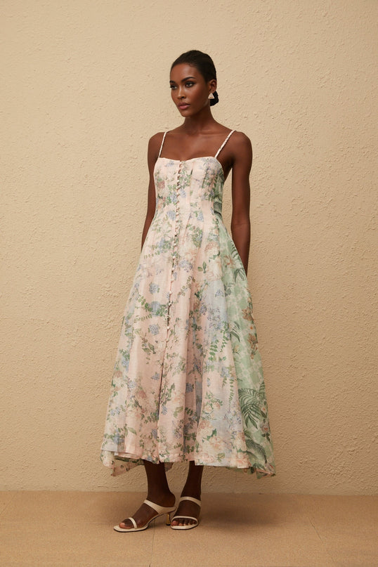 Aurore Pink Floral Print Maxi Dress