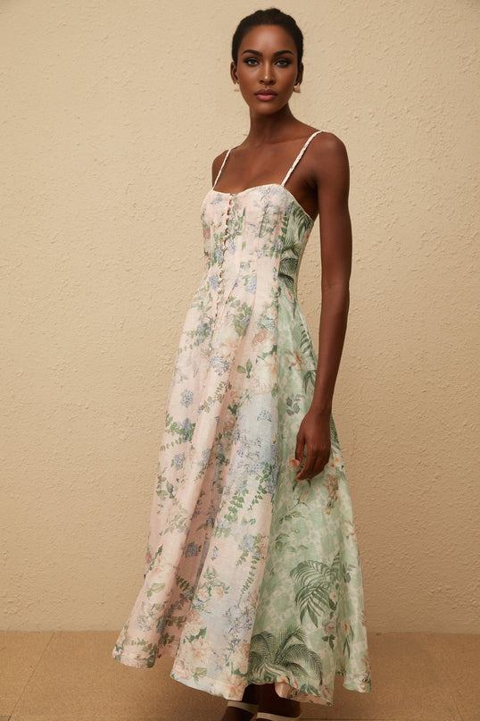 Aurore Pink Floral Print Maxi Dress