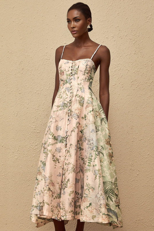 Aurore Pink Floral Print Maxi Dress