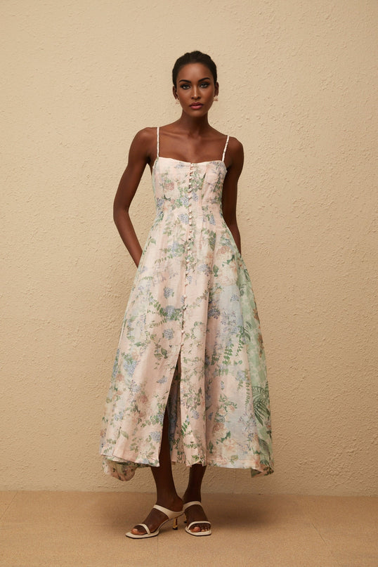 Aurore Pink Floral Print Maxi Dress