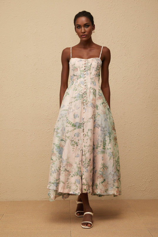 Aurore Pink Floral Print Maxi Dress
