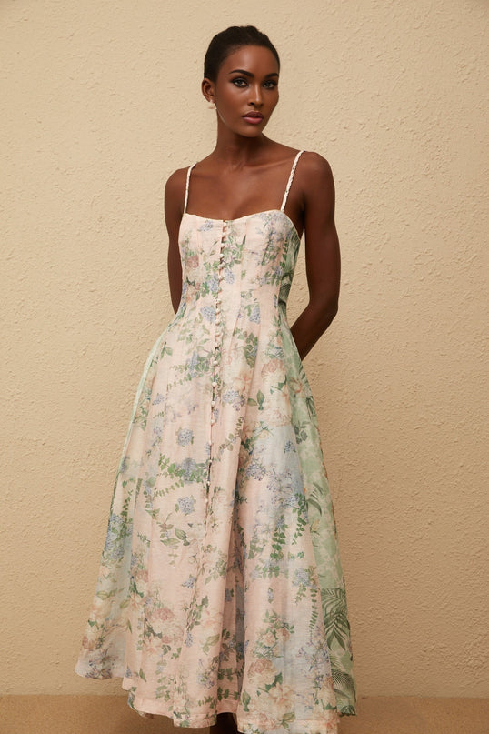 Aurore Pink Floral Print Maxi Dress