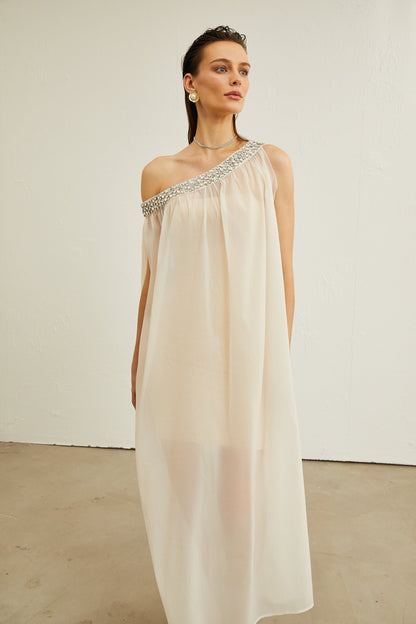 Austen crystalembellished semisheer midi dress