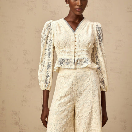 Autumn Blouse and Trousers Set in Neutrals