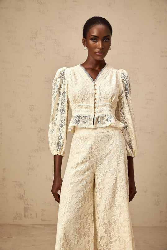 Autumn Blouse and Trousers Set in Neutrals