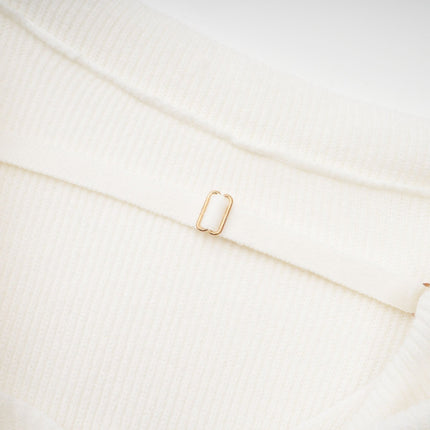 Ava Off-shoulder Ribbed Knit Top With Twist Detail in White