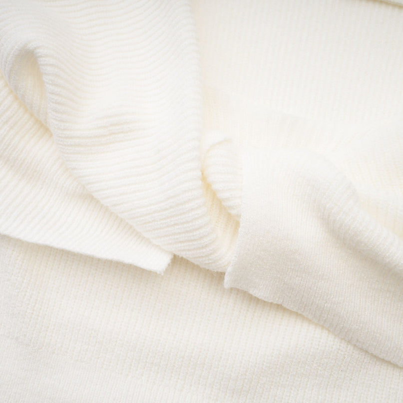 Ava Off-shoulder Ribbed Knit Top With Twist Detail in White