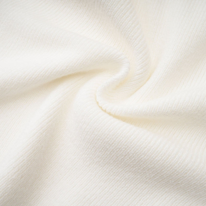 Ava White Off-shoulder Ribbed Knit Top With Twist Detail