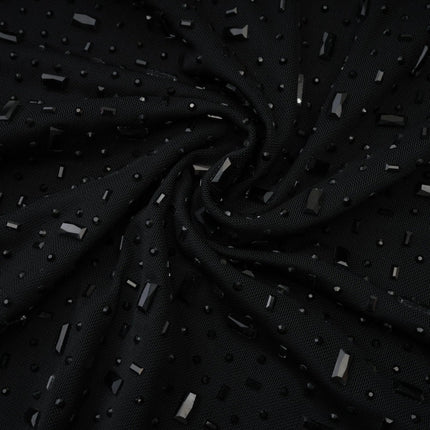 Axelle Black Sequin Embellished Midi Dress with Spaghetti Straps