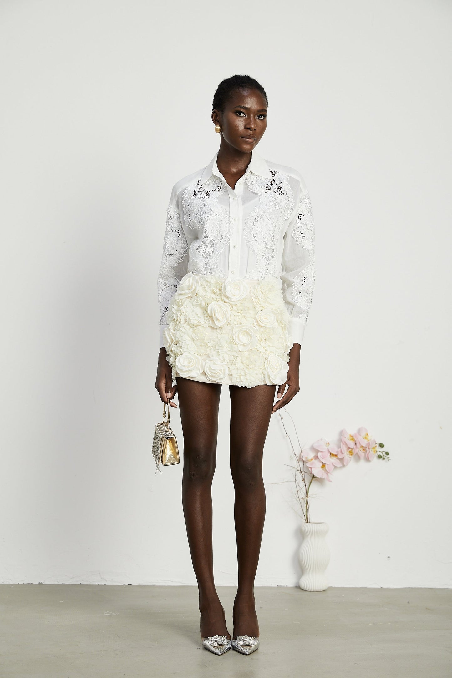 Axelle laceembroidered cutout shirt