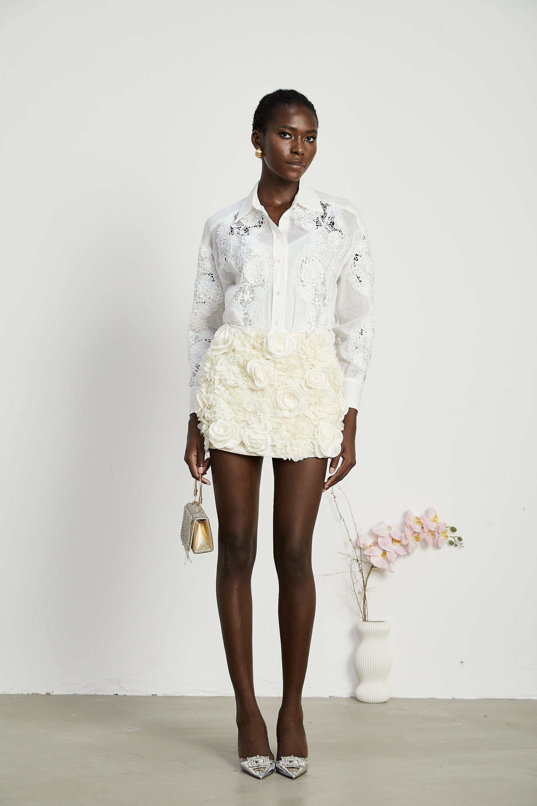 Axelle laceembroidered cutout shirt