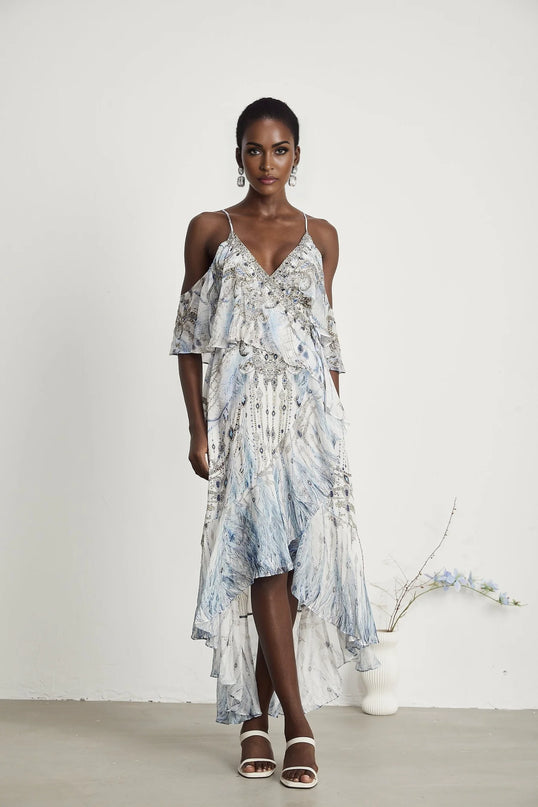 Ayla ruffle overlayer wrap dress