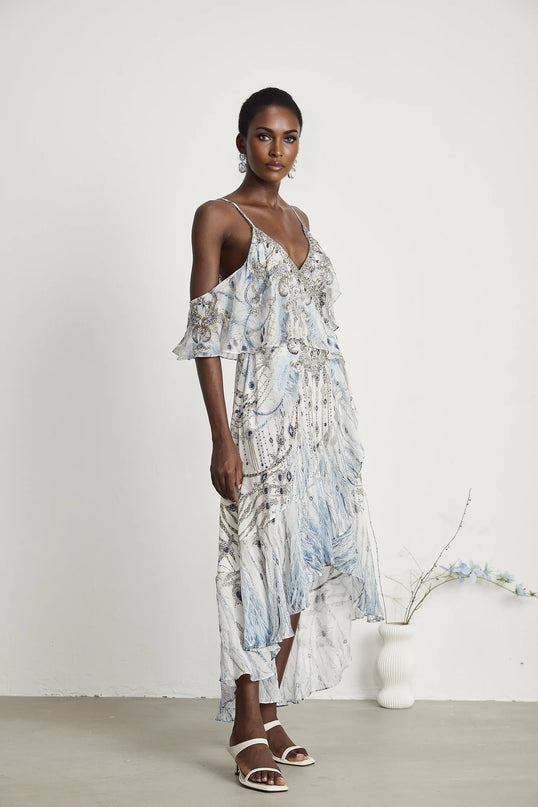 Ayla ruffle overlayer wrap dress