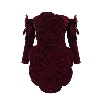 Azura floralappliqué mini dress in Red