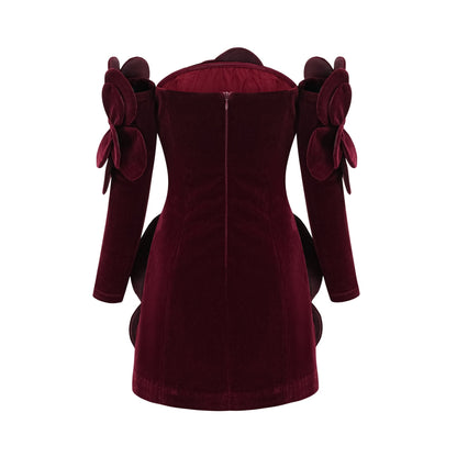 Azura floralappliqué mini dress in Red