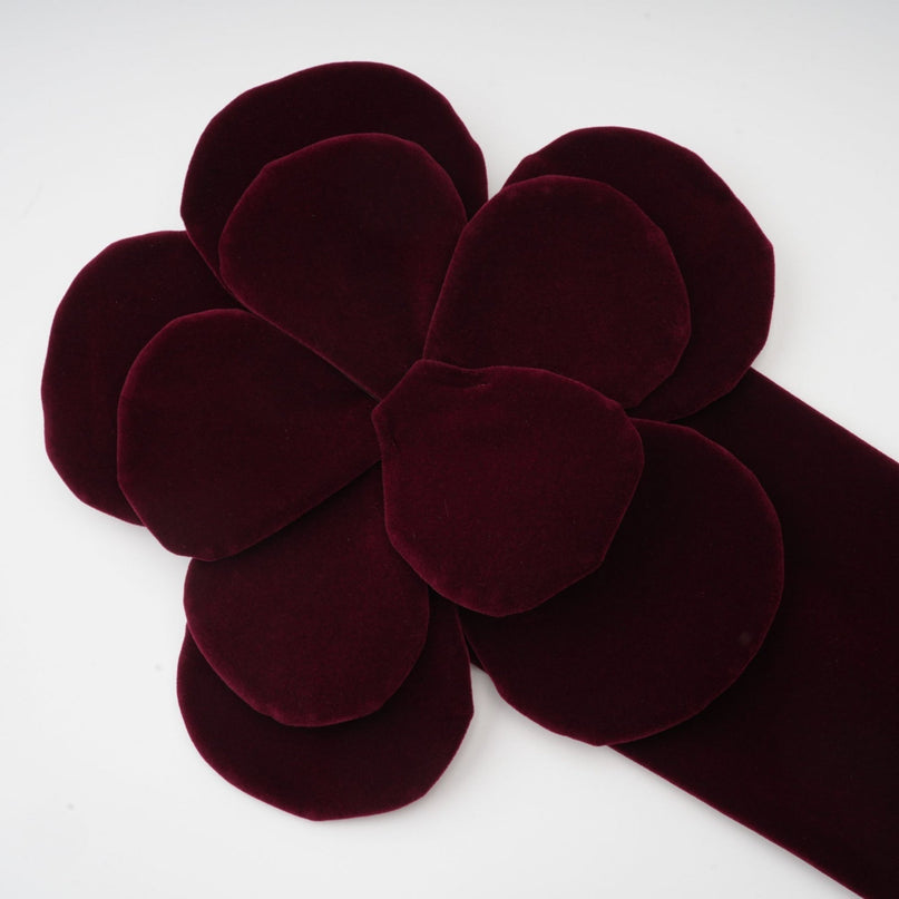 Azura Red Off-shoulder Mini Dress with 3D Velvet Flower Appliqués