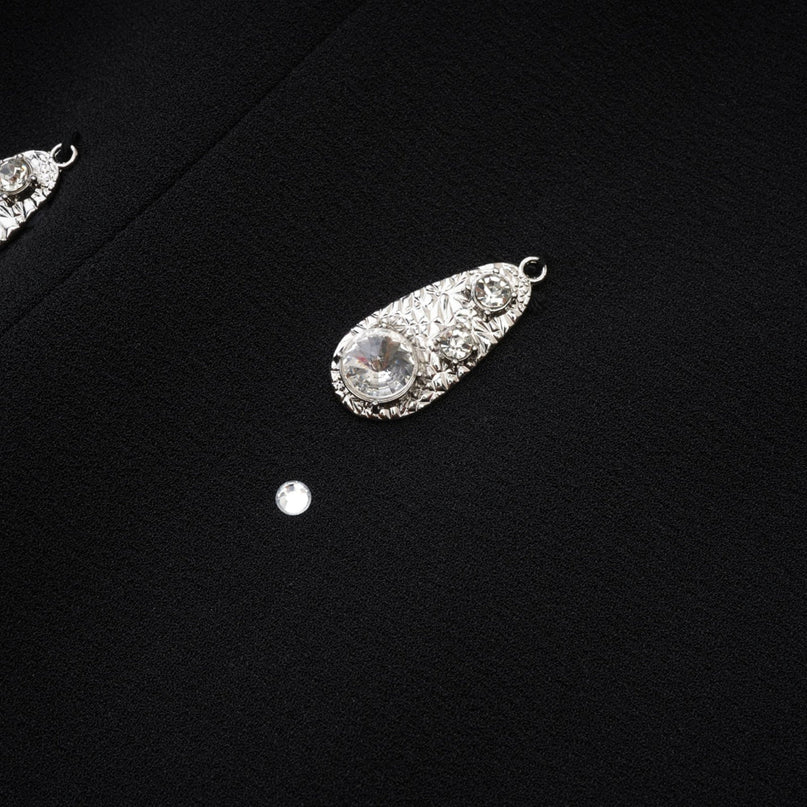 Azzurra Black Polyester Dress with Bowknot Detailing and Embellished Accents