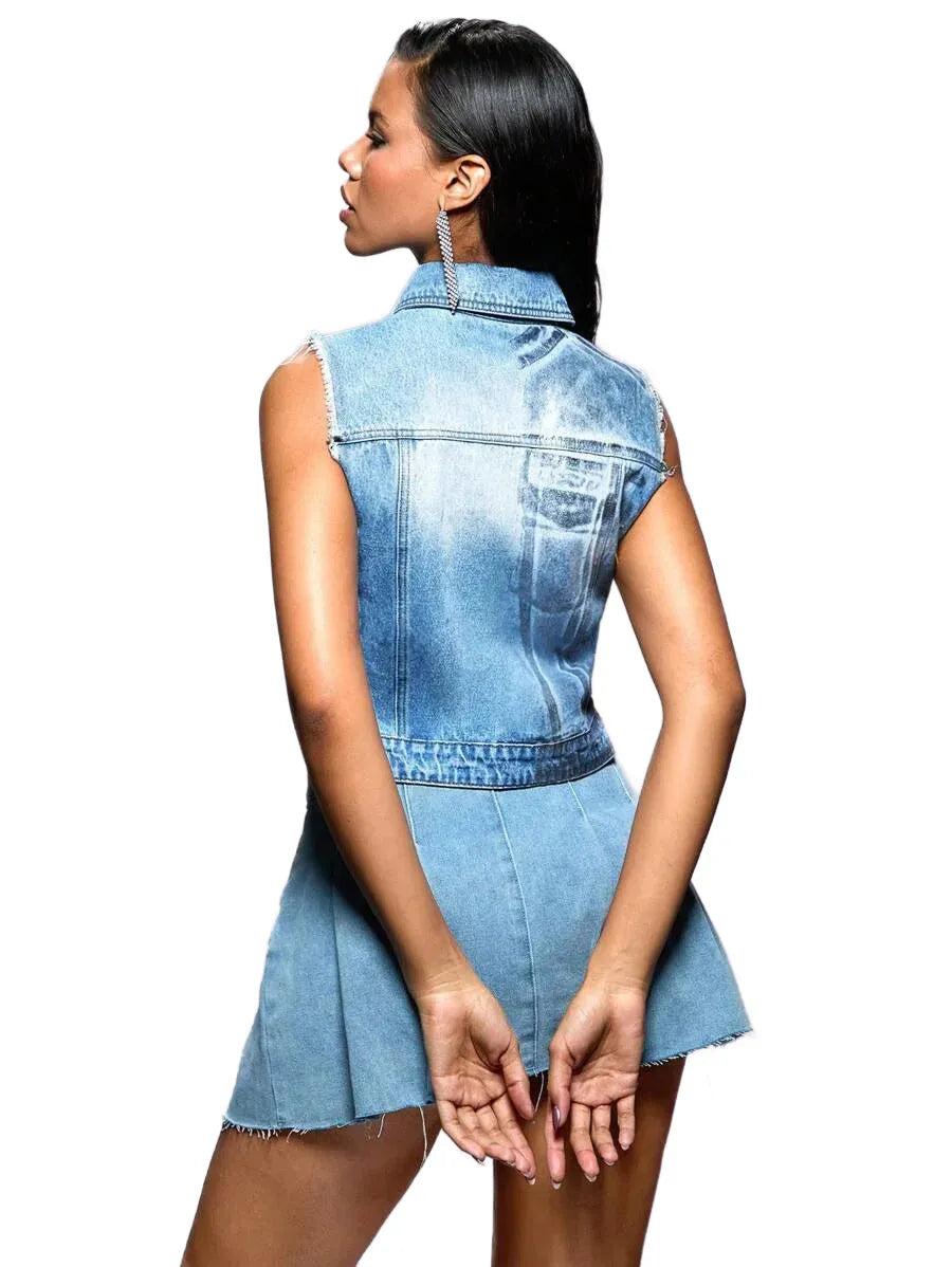 BAE Metallic Womens Denim VestampSpring JacketampSummer JacketampMusic Festival