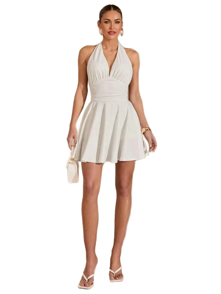 BAE Womens Summer Halter Neck Backless Bowknot Strap Casual amp Vacation Romper Romper