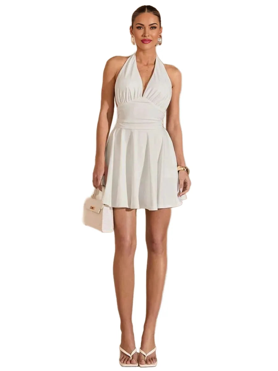 BAE Womens Summer Halter Neck Backless Bowknot Strap Casual amp Vacation Romper Romper
