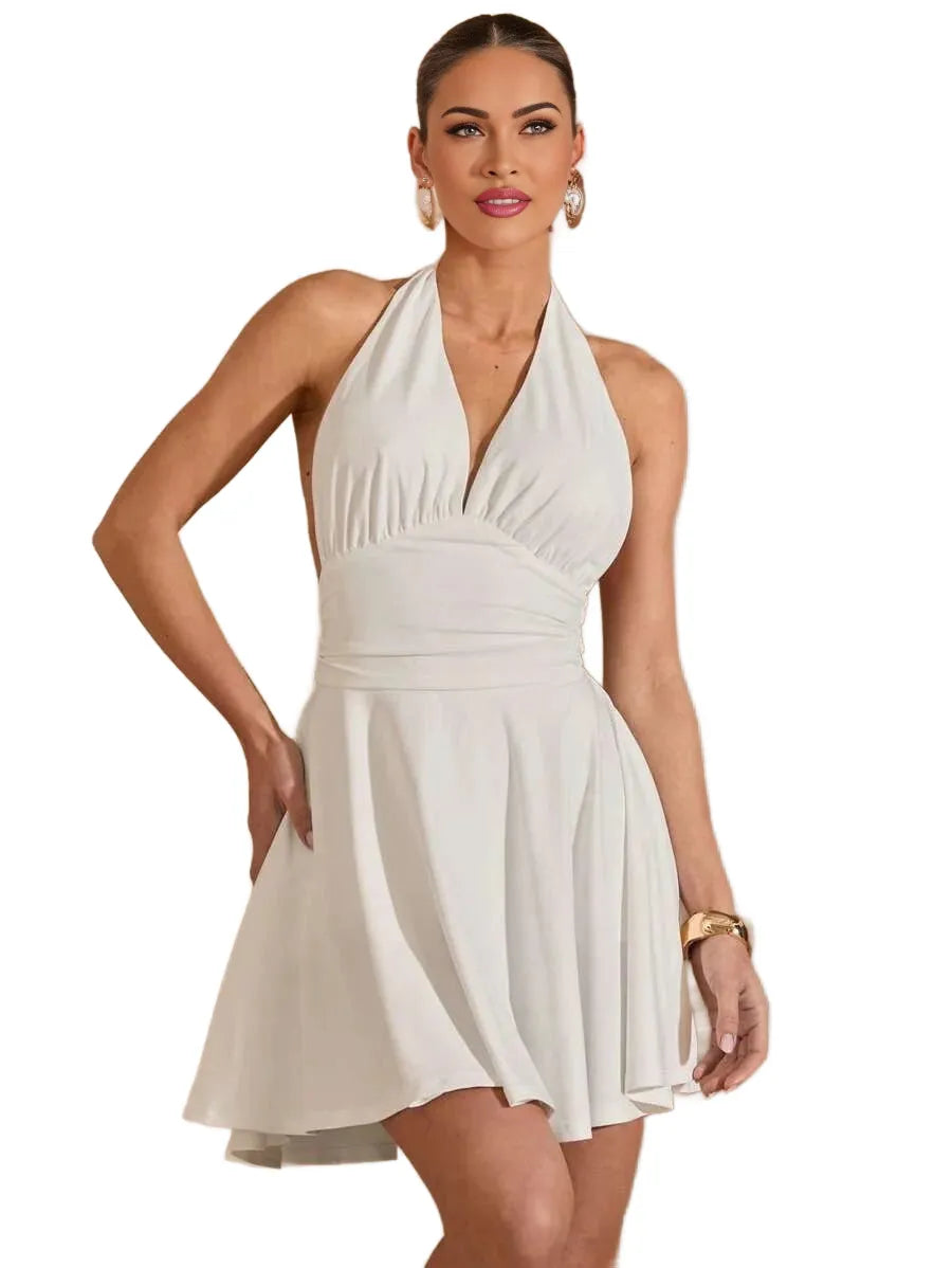 BAE Womens Summer Halter Neck Backless Bowknot Strap Casual amp Vacation Romper Romper