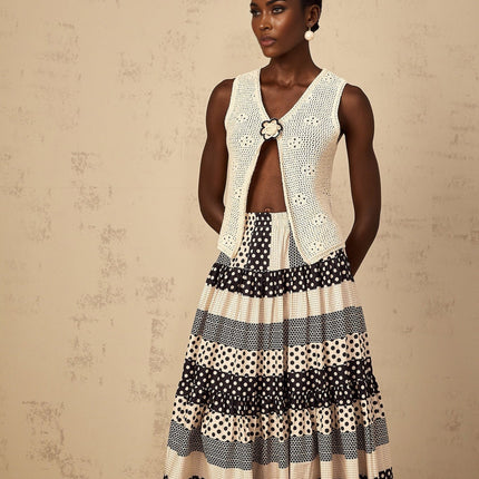 Bailey Neutrals Crochet Knit Flower Pin Sleeveless Top