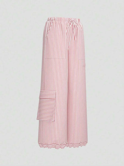 Ballet Summer Bow Pink Striped Pocket Overalls Pants