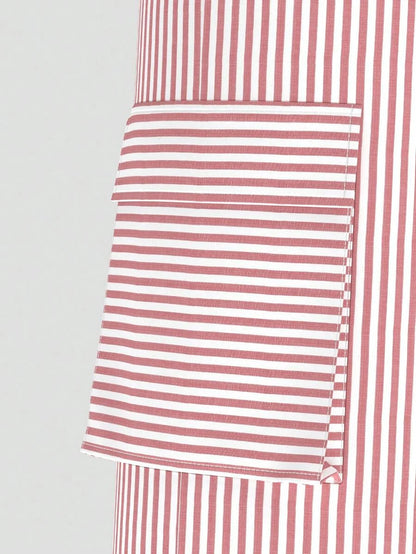 Ballet Summer Bow Pink Striped Pocket Overalls Pants