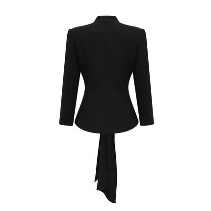 Barbara Black Jacket and Trousers Pleated Ribbon Set