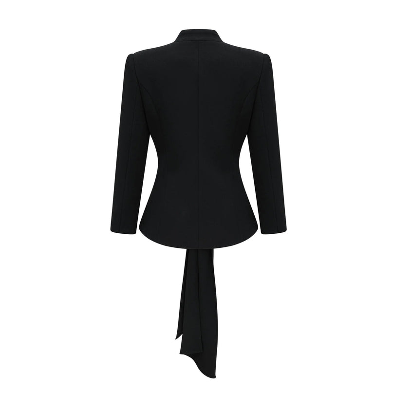 Barbara Black Jacket and Trousers Pleated Ribbon Set