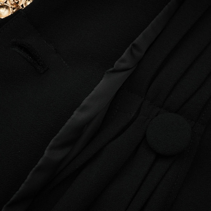 Barbara Black Jacket Trousers Pleated Ribbon Set
