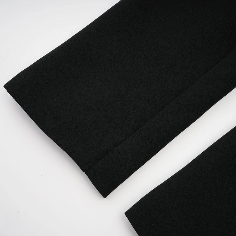Barbara Black Jacket Trousers Pleated Ribbon Set