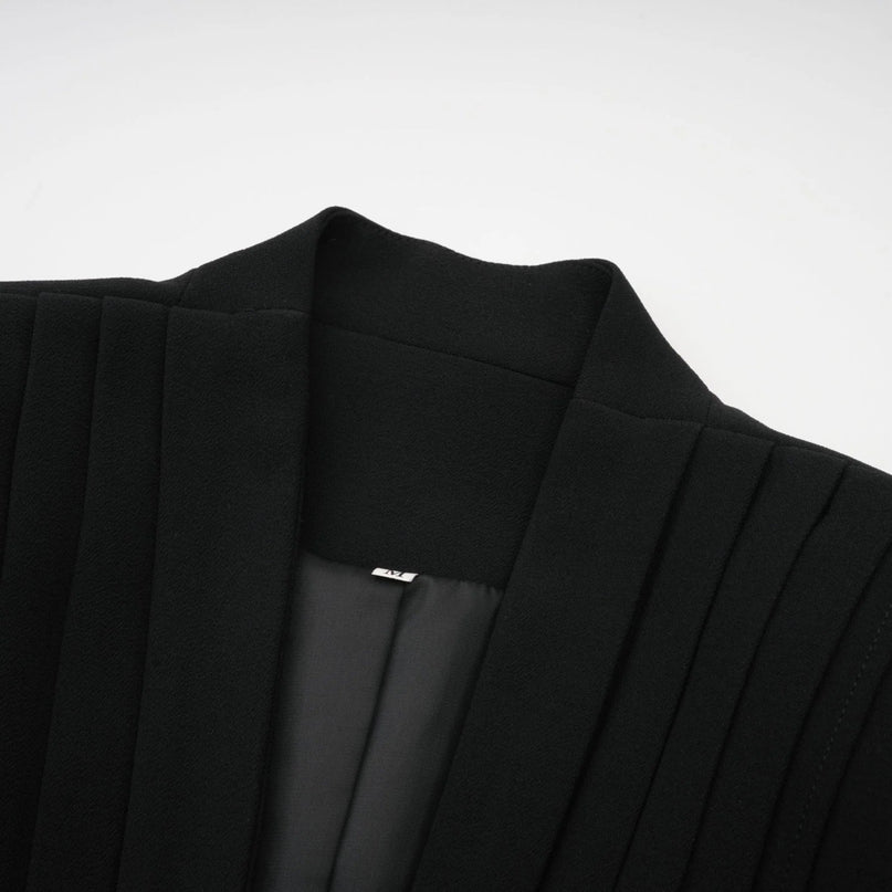 Barbara Black Jacket Trousers Pleated Ribbon Set