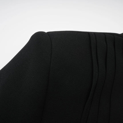 Barbara Black Pleated Ribbon Set Jacket Trousers Nylon Rayon