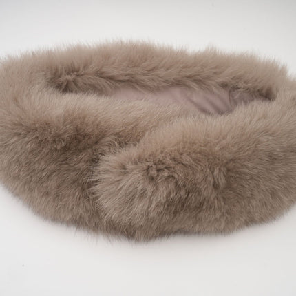 Barbara Brown Wool Fox Fur Coat with Cape Sleeves and Adjustable Belt