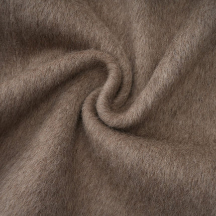 Barbara Brown Wool Fox Fur Coat with Cape Sleeves and Waist Belt
